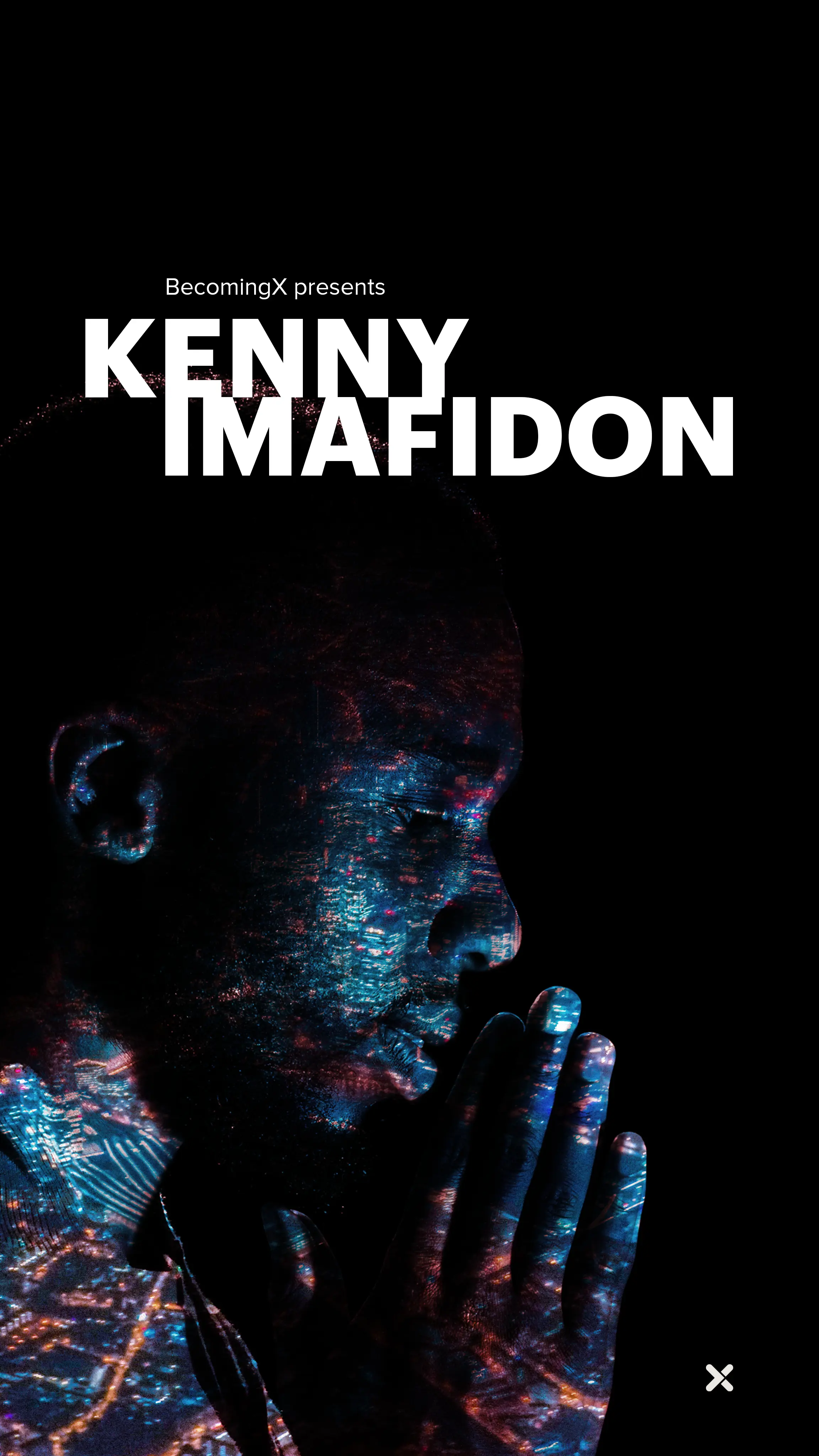 Portrait of Kenny Imafidon, award-winning student and entrepreneur. Kenny Imafidon text overlaid.