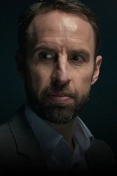 Gareth Southgate looking reflectively past the camera