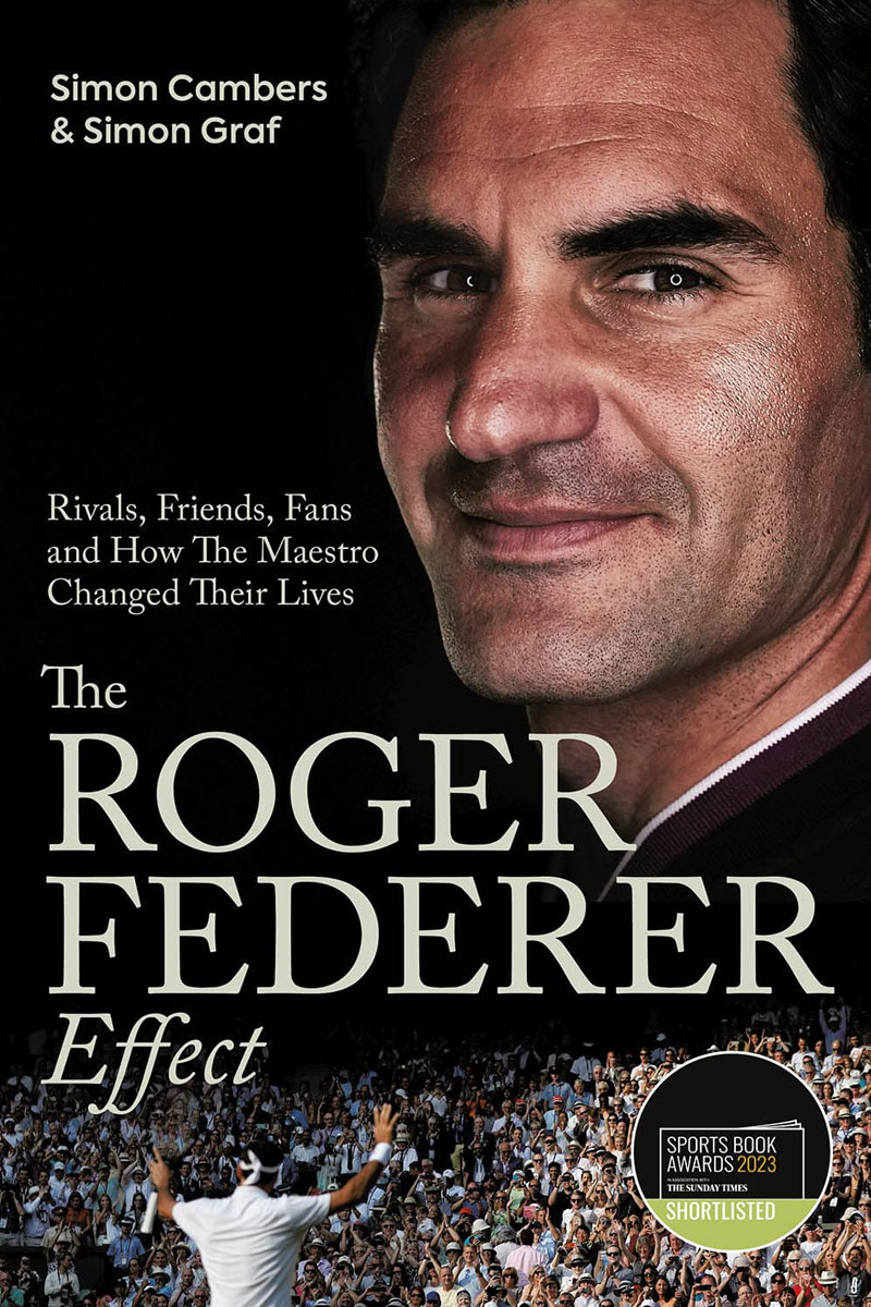 The Roger Federer Effect cover - a book focussed on tennis champion, Roger Federer.