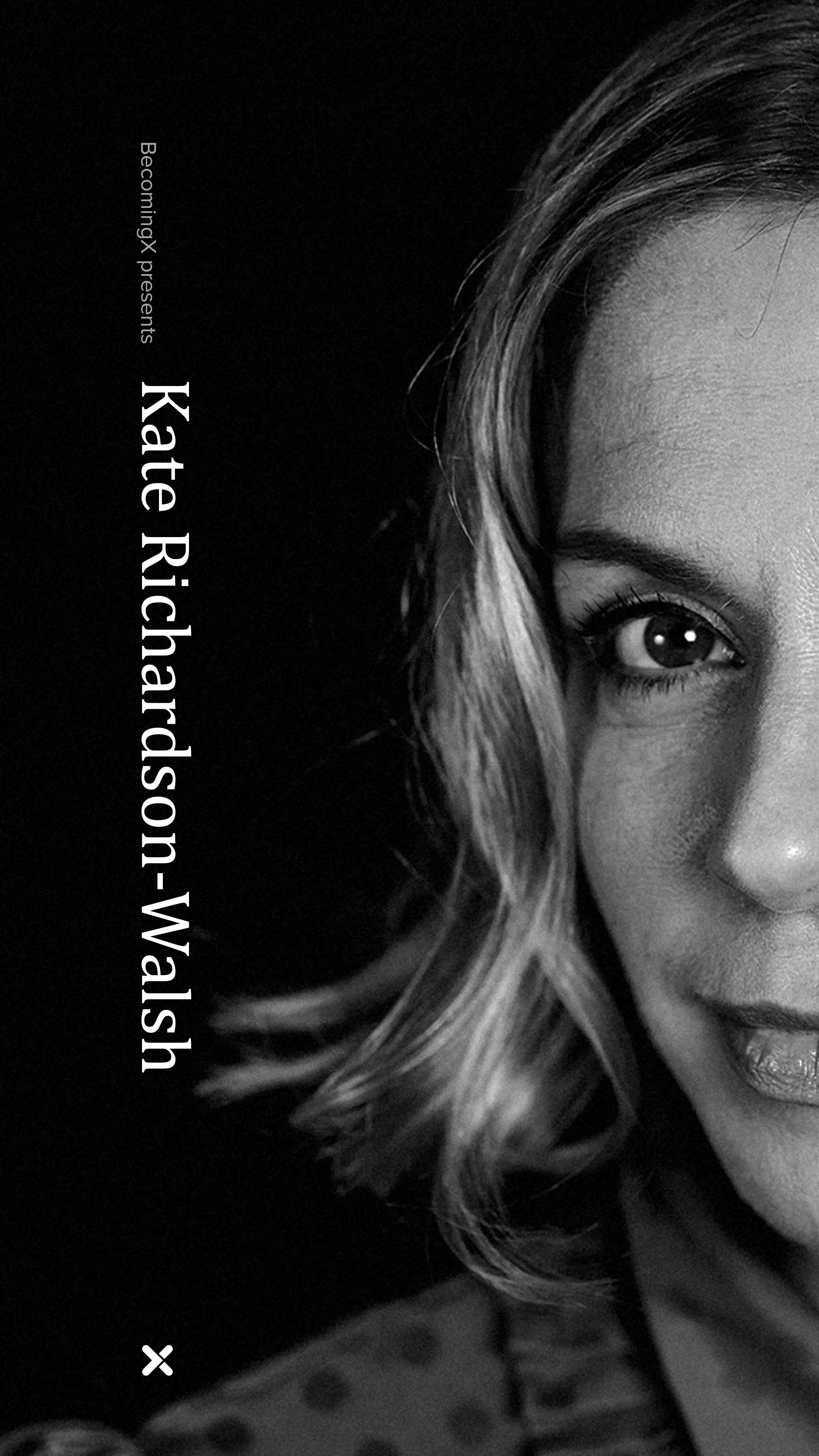 Portrait of Kate Richardson-Walsh, Olympic gold medal-winning hockey player. Kate Richardson-Walsh text overlaid.