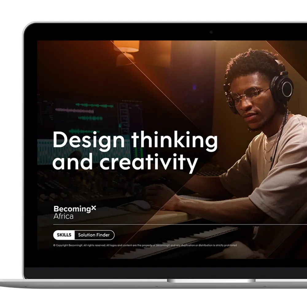 Laptop displaying BecomingX Africa content