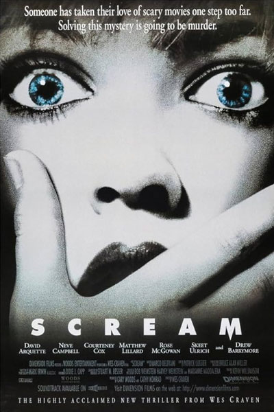 Scream movie cover - starring Courteney Cox.