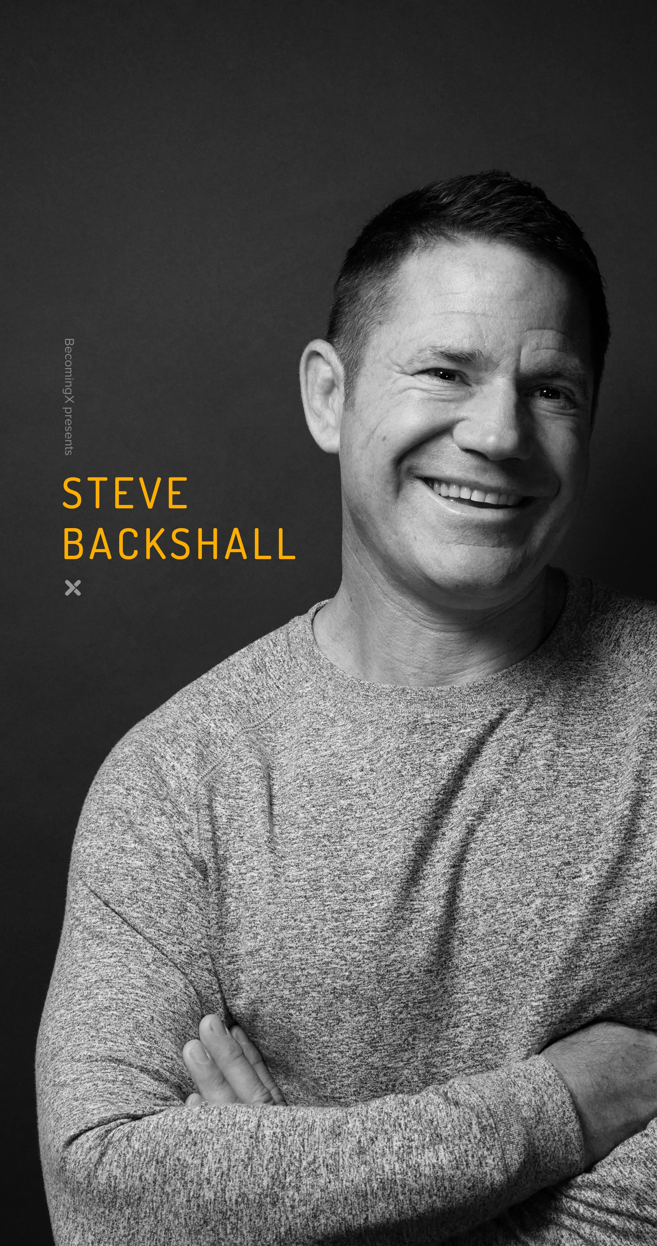 Portrait of Steve Backshall, TV presenter, wildlife expert and explorer. Steve Backshall text overlaid.